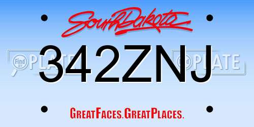 342ZNJ South Dakota License Plate