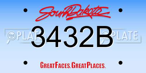 3432B South Dakota License Plate