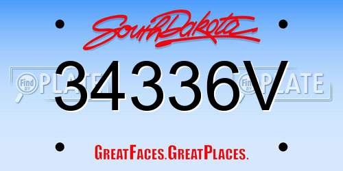 34336V South Dakota License Plate