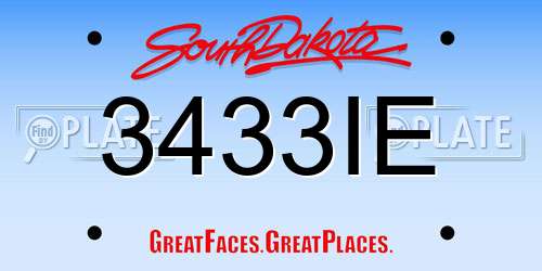 3433IE South Dakota License Plate
