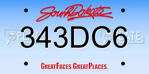 343DC6 South Dakota License Plate