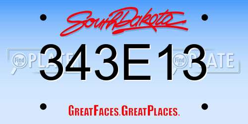 343E13 South Dakota License Plate