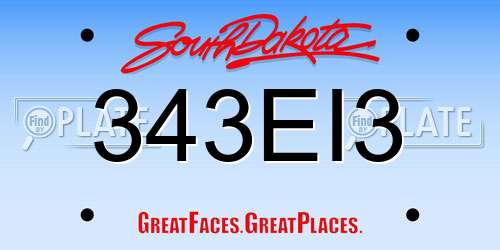 343EI3 South Dakota License Plate