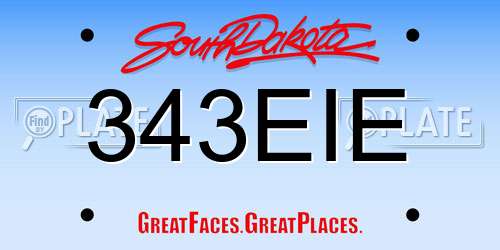 343EIE South Dakota License Plate