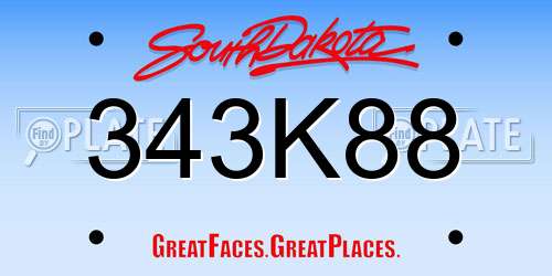 343K88 South Dakota License Plate