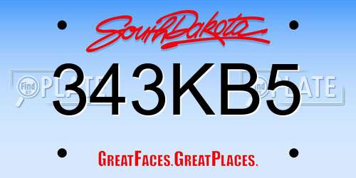 343KB5 South Dakota License Plate