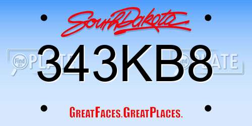 343KB8 South Dakota License Plate