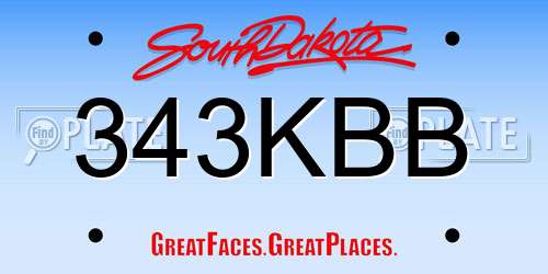 343KBB South Dakota License Plate