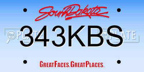 343KBS South Dakota License Plate