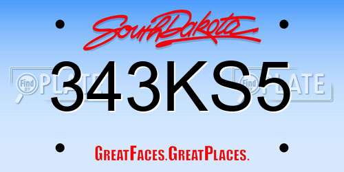 343KS5 South Dakota License Plate
