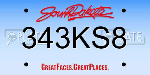 343KS8 South Dakota License Plate