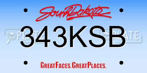 343KSB South Dakota License Plate