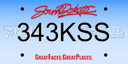 343KSS South Dakota License Plate