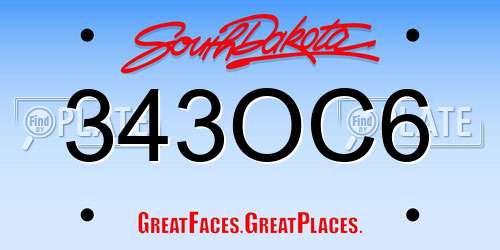 343OC6 South Dakota License Plate