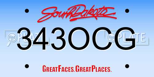 343OCG South Dakota License Plate