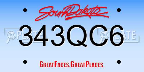 343QC6 South Dakota License Plate