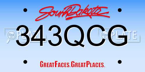 343QCG South Dakota License Plate