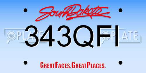 343QFI South Dakota License Plate