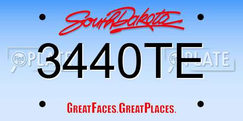 3440TE South Dakota License Plate