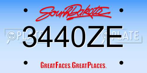 3440ZE South Dakota License Plate