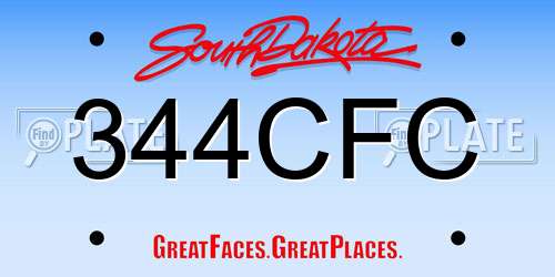 344CFC South Dakota License Plate