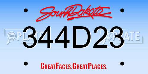 344D23 South Dakota License Plate