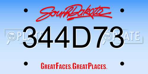 344D73 South Dakota License Plate