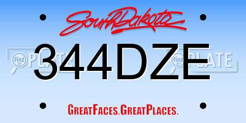 344DZE South Dakota License Plate