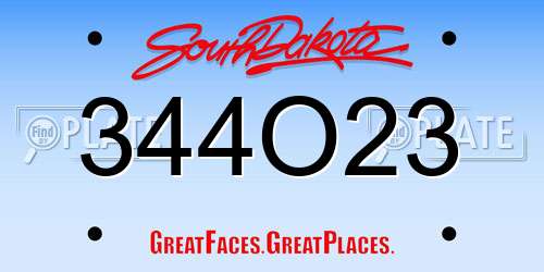 344O23 South Dakota License Plate