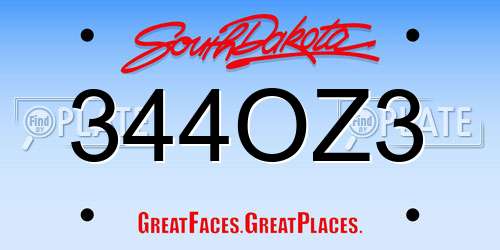 344OZ3 South Dakota License Plate