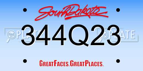 344Q23 South Dakota License Plate