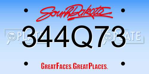 344Q73 South Dakota License Plate