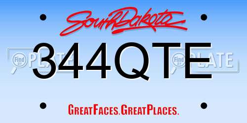 344QTE South Dakota License Plate