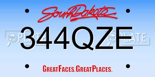 344QZE South Dakota License Plate