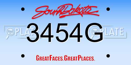 3454G South Dakota License Plate
