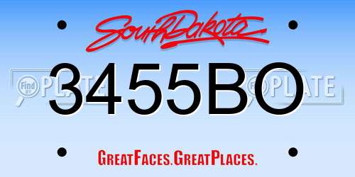 3455BO South Dakota License Plate