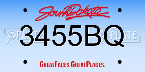 3455BQ South Dakota License Plate