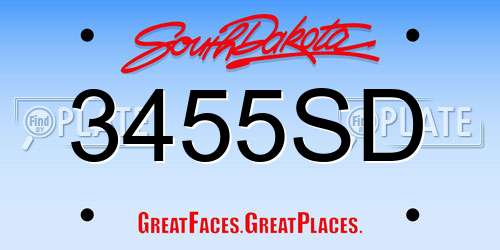 3455SD South Dakota License Plate