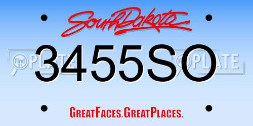3455SO South Dakota License Plate