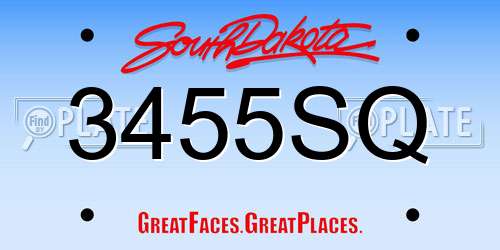 3455SQ South Dakota License Plate