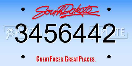 3456442 South Dakota License Plate