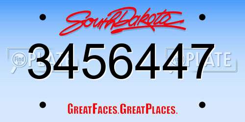 3456447 South Dakota License Plate
