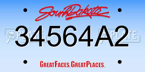 34564A2 South Dakota License Plate