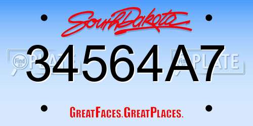 34564A7 South Dakota License Plate