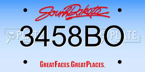 3458BO South Dakota License Plate