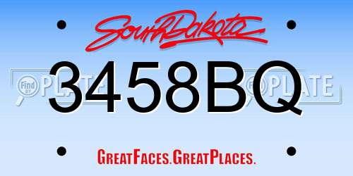 3458BQ South Dakota License Plate