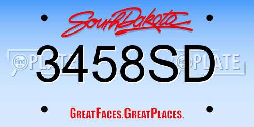 3458SD South Dakota License Plate