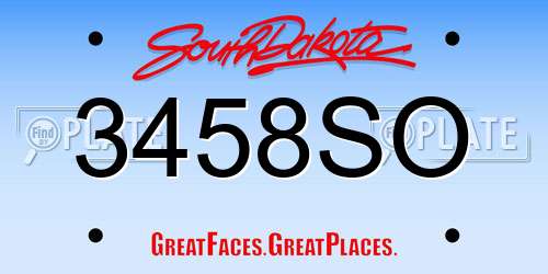 3458SO South Dakota License Plate