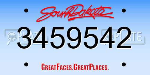3459542 South Dakota License Plate