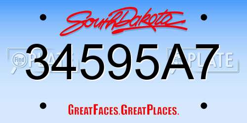 34595A7 South Dakota License Plate